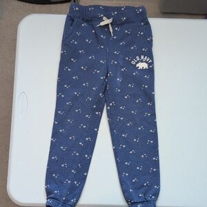 Old Navy Blue Jogger Sweatpants with Cream Heart Accents